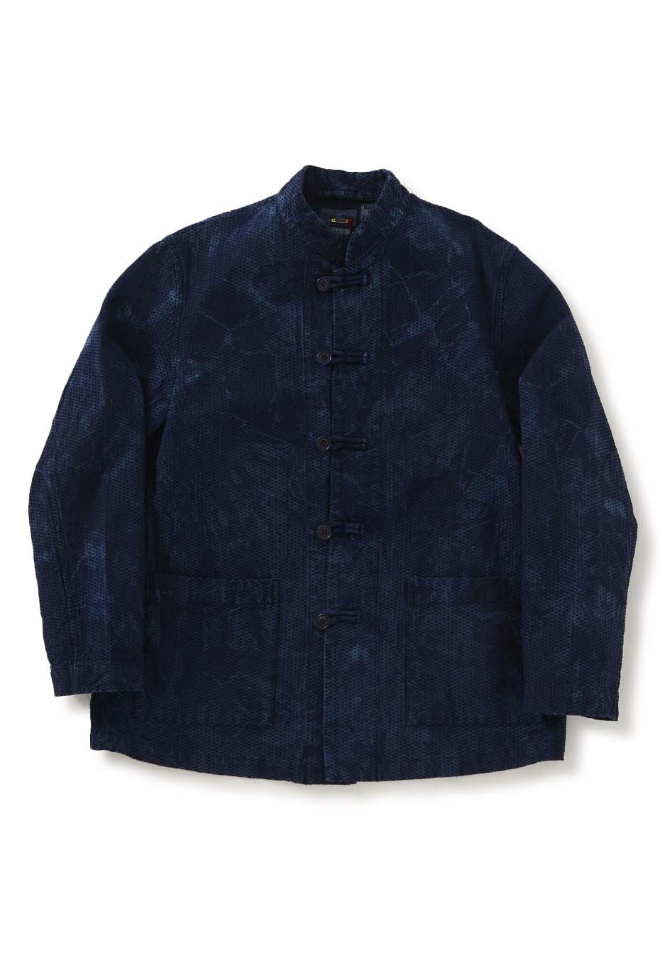 REWORK Indigo stitch Sashiko stand‐up collar chore coat B