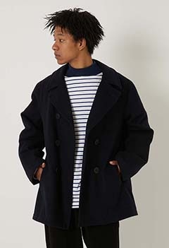 Quilted lining lightweight Melton pea coat