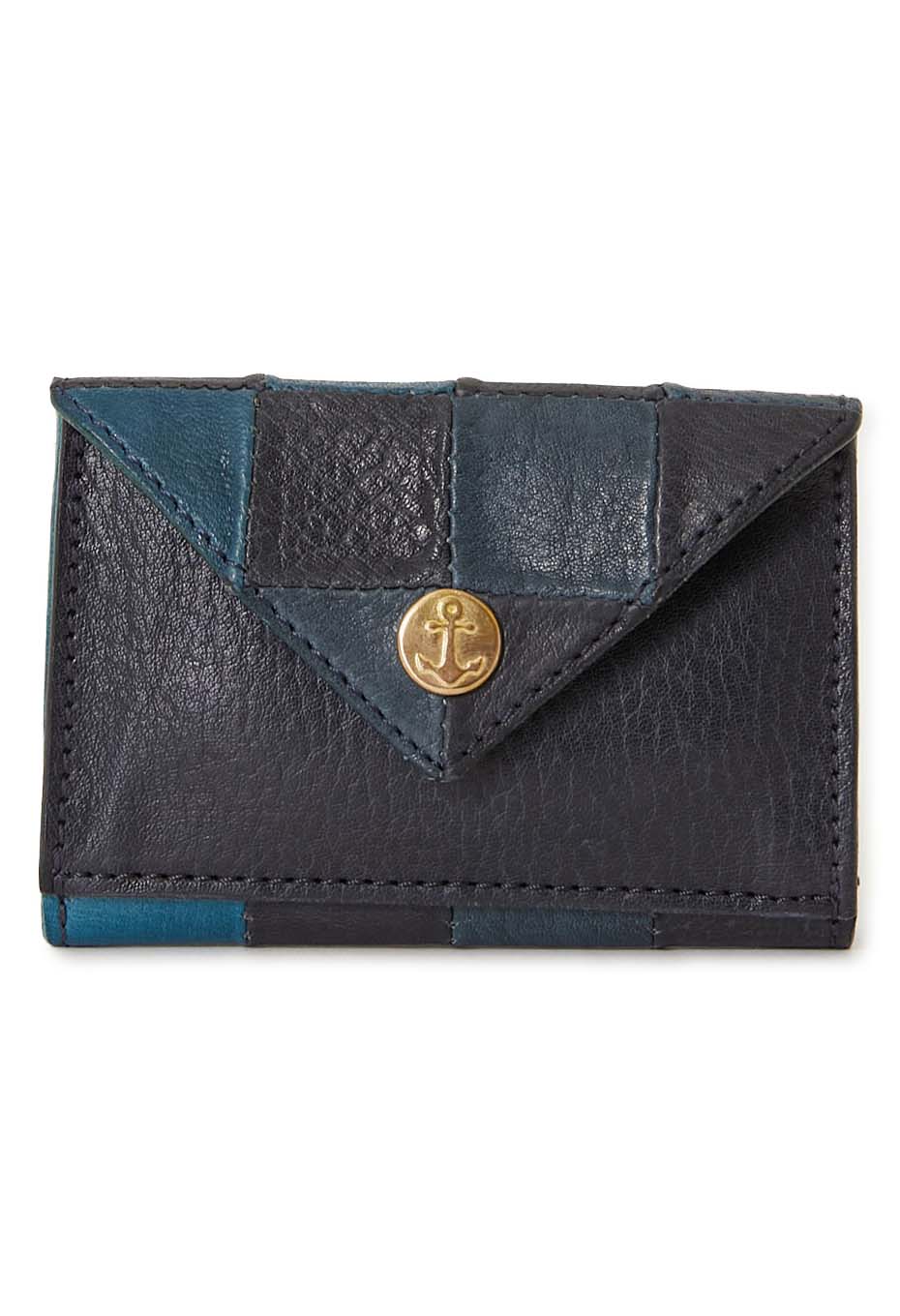 Damasquina Leather Patchwork Anchor Triangle Wallet
