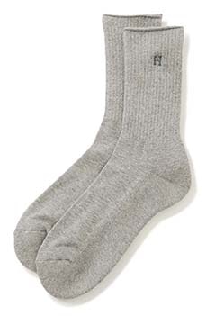 H Embroidery Pile Crew Socks