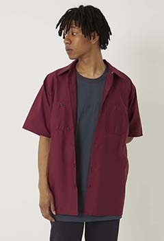 RED KAP Industrial Work Shirt Hem Short (M / BURGUNDY)