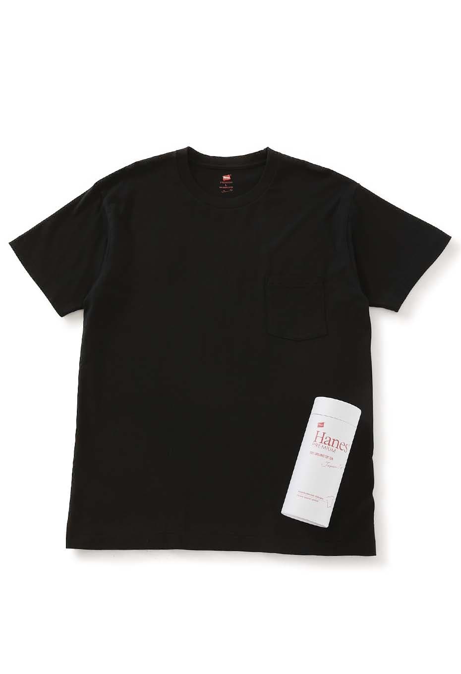 Hanes PREMIUM Japan Fit crew neck Pocket T-shirts