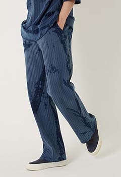 REWORK Pleated stretch fraise Stezome Wide Straight Pants
