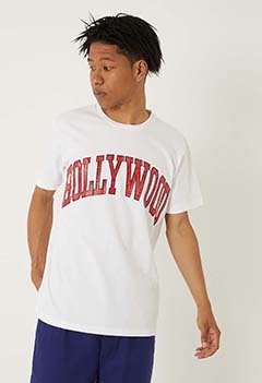HOLLYWOOD college crack logo T-shirts