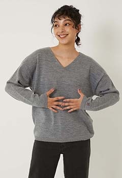 Wave Cotton Merino Wool Washable Relaxed Sweater Women&#39;s