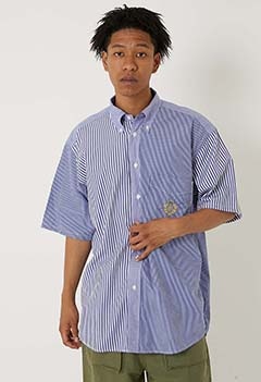 ブロードコットン BBエンブレム ショートスリーブ クレイジービッグシャツ（M / BLUE）