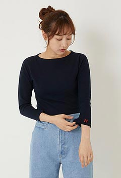 ストレッチフライス ボートネック ハーフスリーブ Tシャツ ウイメンズ