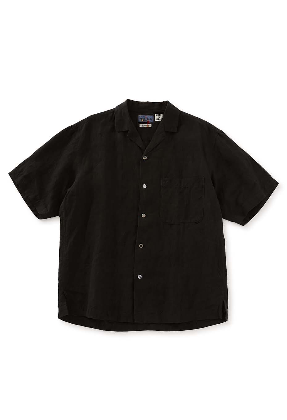 Black linen aloha shirt