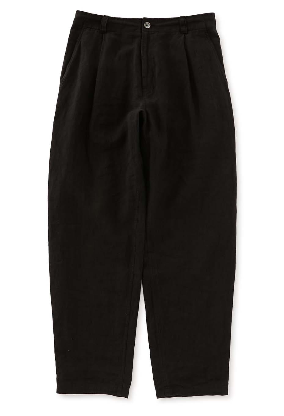 Black linen waist string trousers
