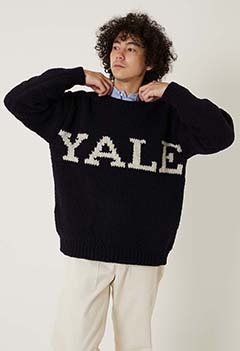 YALE /YALE Hand Logo Sweater (ONE / NAVY)