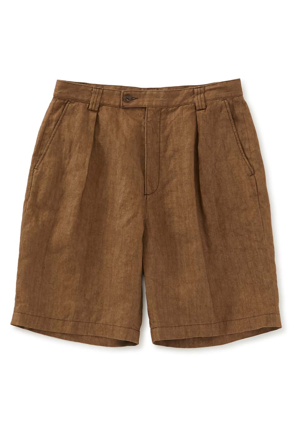 Sulfur linen canvas one-tuck shorts