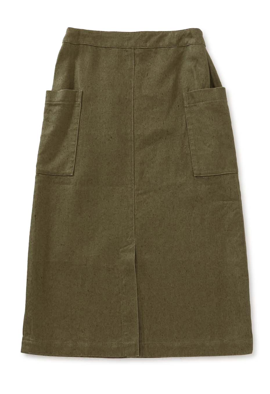 Heavy linen side pocket tight long skirt