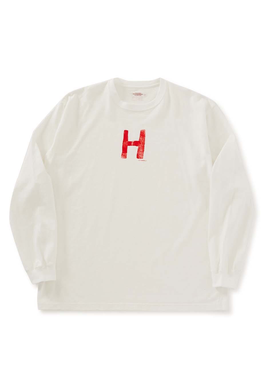 Organic cotton hand drawing H long sleeve T-shirts