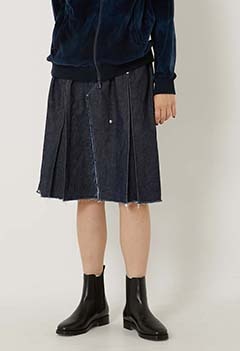 ミドルオンスデニム クレイジープリーツスカート