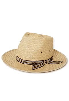 SUNSET STRAW HATS Pinch Front 3/4 Brown Hatband Palm Straw