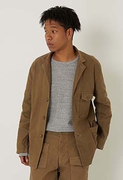 ブラッシュド ライトジャーマンクロス 3ボタン ワークジャケット