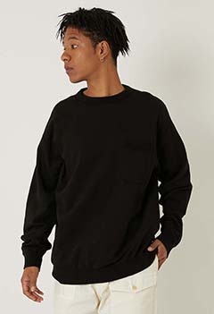 Subingiza Cotton crew neck Pocket Light Fleece sweatshirt