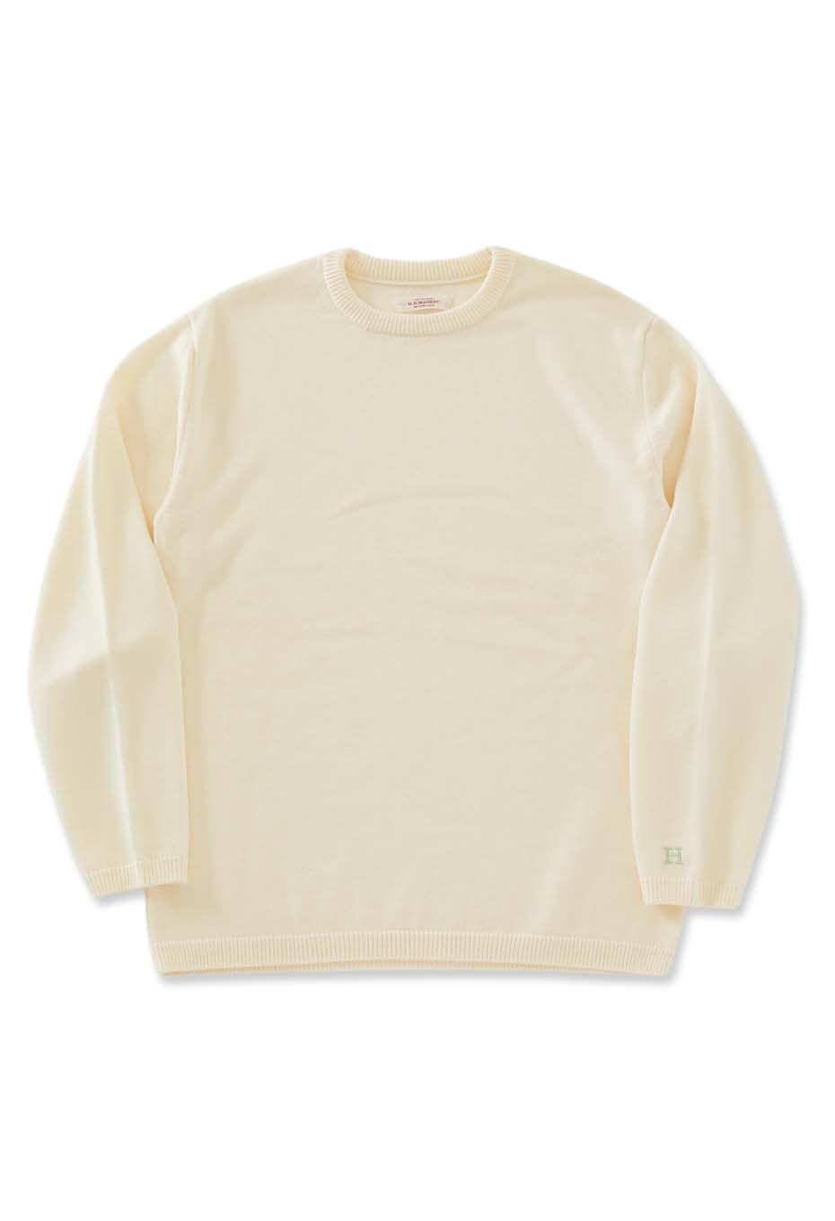 ウェーブコットン メリノウール ウォッシャブル クルーネックセーター