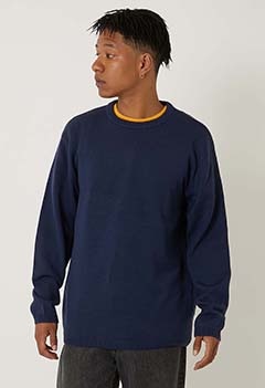 ウェーブコットン メリノウール ウォッシャブル クルーネックセーター