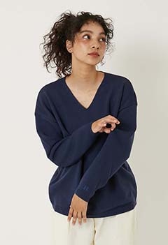 ウェーブコットン メリノウール ウォッシャブル リラックスセーター ウイメンズ