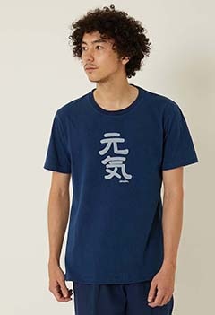 元気 バッセン インディゴ  Tシャツ