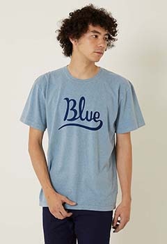 カーシブ Blue プリント メランジ Tシャツ（S / BLUE）