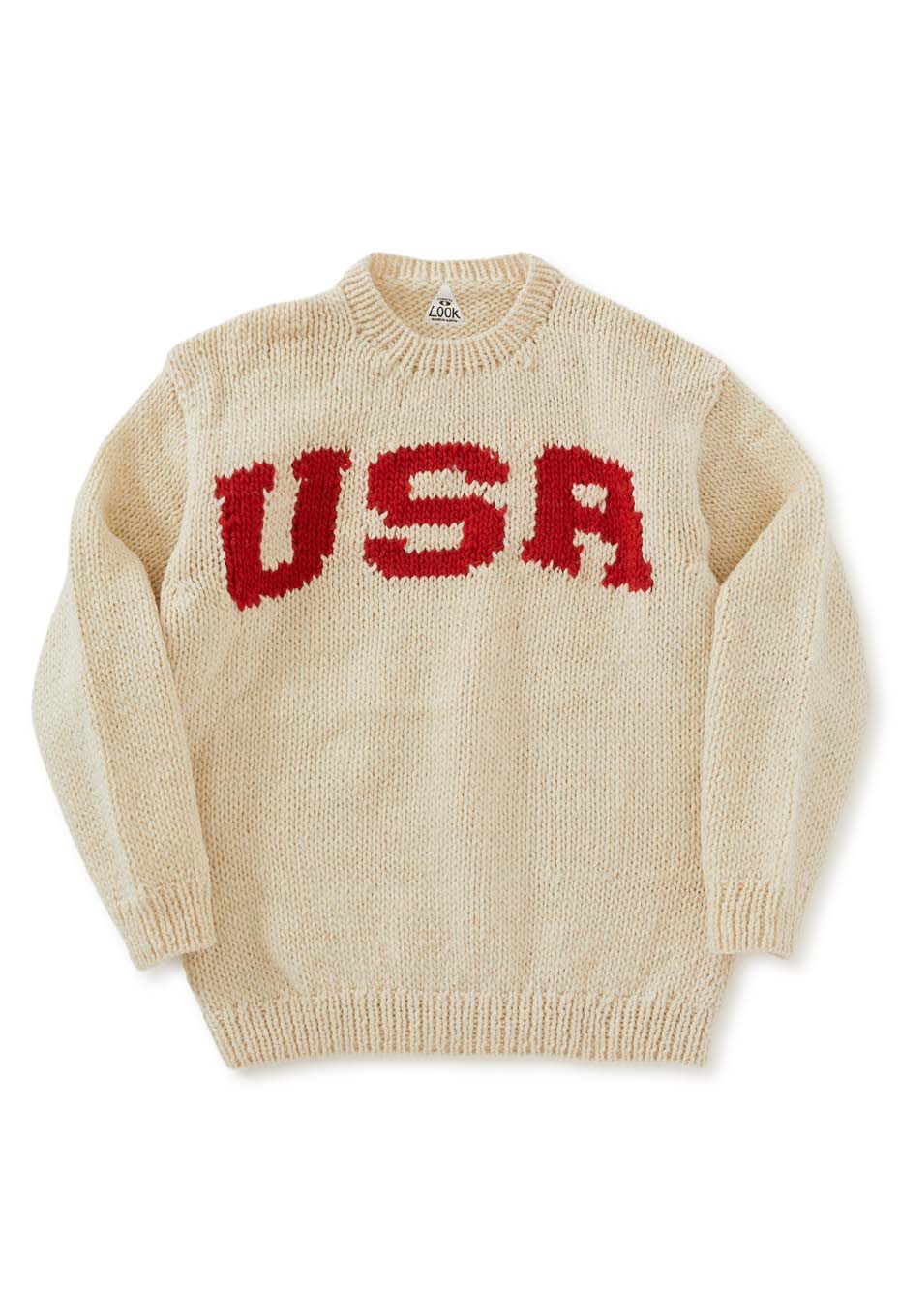 THRIFTY LOOK USA hand knit crew neck