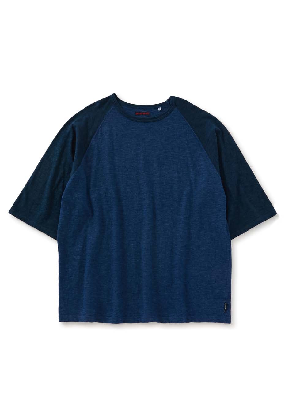 Indigo Slab plain stitch Two Tone raglan sleeve Half Sleeve T-shirts