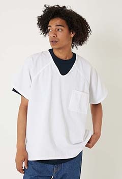 BOB BARKER /トリプルステッチ Vネックポケットシャツ