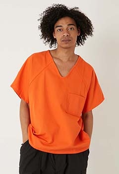 BOB BARKER /トリプルステッチ Vネックポケットシャツ