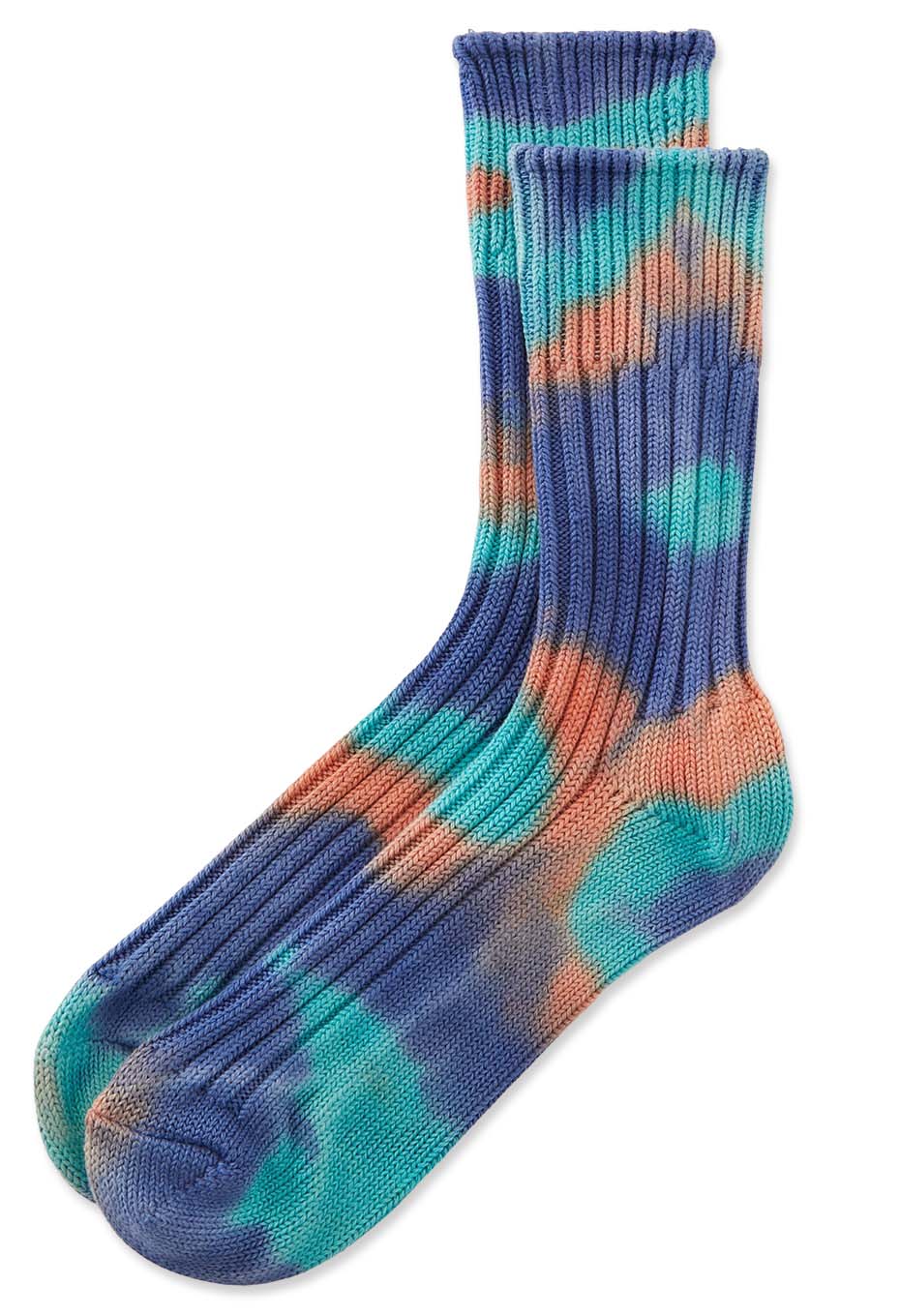 ROTOTO /チャンキーリブ クルーソックス タイダイ