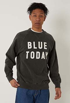 BLUE TODAY ヴィンテージウォッシュ ネックスウェット（S / BLACK）