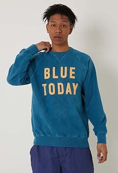 BLUE TODAY ヴィンテージウォッシュ ネックスウェット（S / TRQ BLUE）