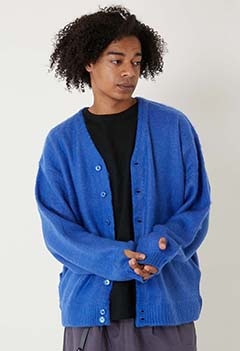 TOWNCRAFT × HIGH! STANDARD /シャギーソリッド ジャカードカーディガン