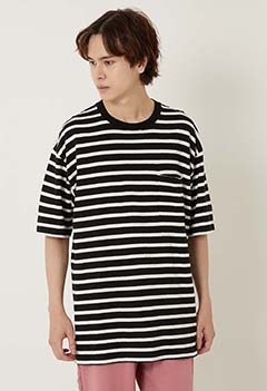 リサイクルコットン テンジク ボーダーポケット ショートスリーブTシャツ