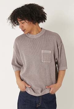 Healthknit × HIGH! STANDARD /コットンニット クルーポケット ショートスリーブ