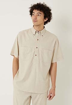 リネンレーヨン ストレッチプルオーバー ショートスリーブシャツ