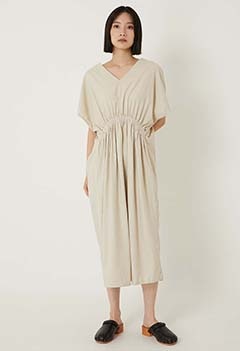 リネンレーヨン ストレッチワンピース