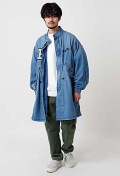 ジャカードデニム アタッチメント フィッシュテールコート