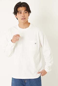 WWスラブテンジク Hエンブロイダリーポケット ロングスリーブTシャツ