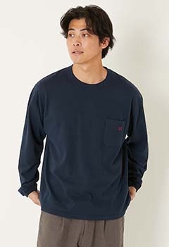 WWスラブテンジク Hエンブロイダリーポケット ロングスリーブTシャツ