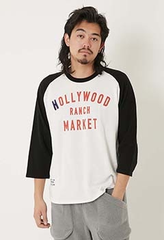 ガーゼウラケ WINDOW SIGN HRM LOGOプリントラグランTシャツ