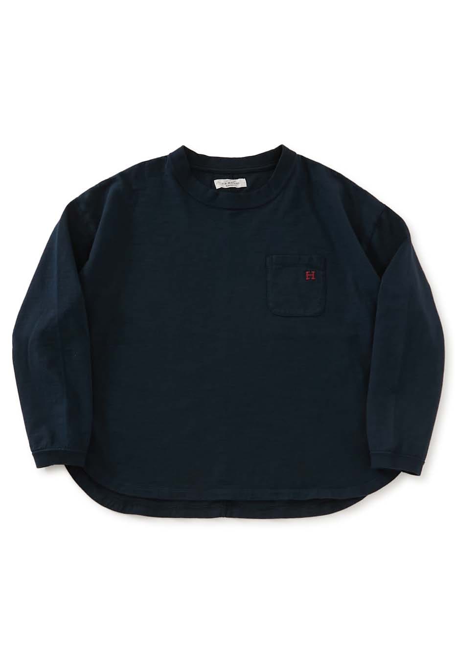 WWスラブテンジク Hエンブロイダリーポケット ラウンドヘム ロングスリーブTシャツ
