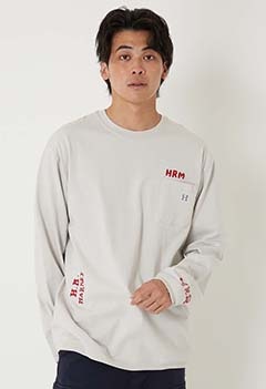 HRMハンドエンブロイダリー ナローリブポケットロングスリーブTシャツ