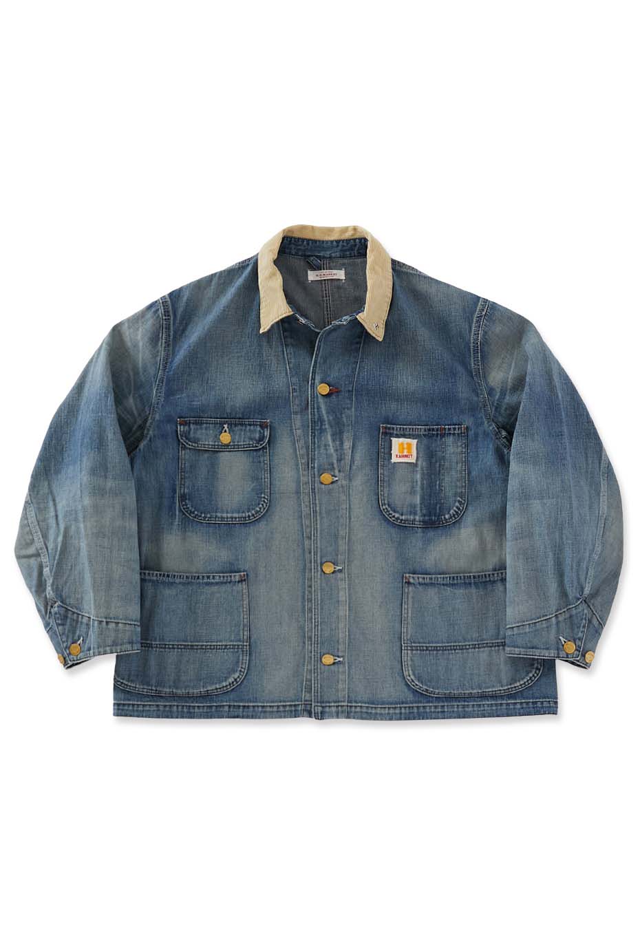 ライトデニム ヴィンテージウォッシュ ショートカバーオールジャケット