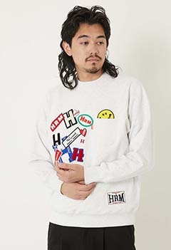 アメリカンヴィンテージウラケ SO MANY ワッペンスウェット クルーネック