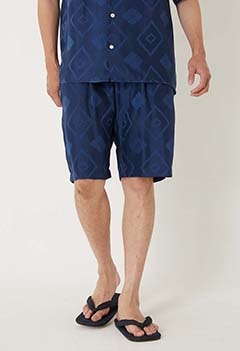 NIPOALOHA /シルクキュプラ タックイージーパンツ NAVY
