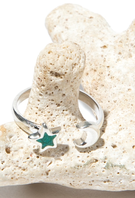 1407 R3 MOON AND STONE STAR RING