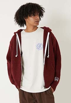 RICE NINE TEN /HAND KNITTED ジップアップフーディーセーター