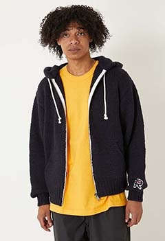 RICE NINE TEN /HAND KNITTED ジップアップフーディーセーター